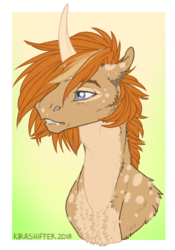 Size: 350x500 | Tagged: safe, artist:dementra369, oc, oc only, oc:spring wind, pony, unicorn, bust, chest fluff, portrait, simple background, solo