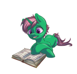 Size: 2798x2700 | Tagged: safe, artist:kovoranu, oc, oc only, pony, unicorn, book, high res, simple background, smiling, solo, transparent background
