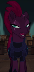 Size: 379x803 | Tagged: safe, screencap, tempest shadow, pony, g4, my little pony: the movie, broken horn, cropped, eye scar, female, horn, open mouth, scar, solo