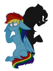 Size: 1024x1359 | Tagged: safe, artist:bezziie, rainbow dash, pony, fanfic:rocket to insanity, chest fluff, crying, fanfic, fanfic art, female, shadow, simple background, solo, transparent background