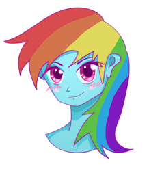 Size: 1810x2080 | Tagged: safe, artist:fax0nat, rainbow dash, human, equestria girls, g4, blushing, bust, female, humanized, pony coloring, smiling, smirk, solo
