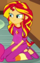 Size: 600x949 | Tagged: safe, edit, edited screencap, screencap, sunset shimmer, comic:a new change, equestria girls, g4, my little pony equestria girls: rainbow rocks, 1000 hours in ms paint, female, needs more jpeg, pixelated, pregnant, pregnant edit, solo, teen pregnancy