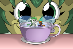 Size: 3300x2250 | Tagged: safe, artist:will-da-beard, oc, oc only, oc:star bright, unnamed oc, pony, bath, commission, cup, cup of pony, high res, micro