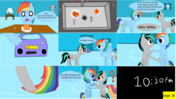Size: 3857x2181 | Tagged: safe, artist:mellowbomb, rainbow dash, scootaloo, oc, oc:closingrain, comic:calamity fateful, g4, 1000 hours in ms paint, comic, dialogue, high res