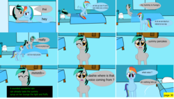 Size: 3866x2198 | Tagged: safe, artist:mellowbomb, rainbow dash, oc, oc:closingrain, comic:calamity fateful, g4, 1000 hours in ms paint, comic, dialogue, high res