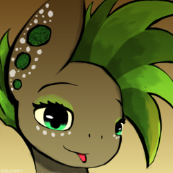 Size: 1000x1000 | Tagged: safe, artist:wolfkrft, oc, oc only, oc:lime shaker, pony, :p, bust, eyeshadow, female, jewelry, looking at you, makeup, signature, silly, solo, tattoo, tongue out