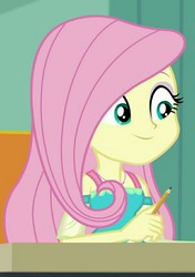 Size: 645x915 | Tagged: safe, screencap, fluttershy, a little birdie told me, equestria girls, g4, my little pony equestria girls: better together, cute, female, smiling, solo
