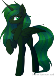 Size: 1022x1417 | Tagged: safe, artist:scarlet-spectrum, oc, oc only, oc:starwing, alicorn, pony, fallout equestria, alicorn oc, artificial alicorn, fanfic, fanfic art, female, green alicorn (fo:e), hooves, horn, mare, raised hoof, simple background, solo, transparent background, wings