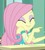 Size: 894x1000 | Tagged: safe, screencap, fluttershy, a little birdie told me, equestria girls, g4, my little pony equestria girls: better together, beautiful, clothes, cute, desk, dress, eyes closed, eyeshadow, female, fluttershy boho dress, geode of fauna, magical geodes, makeup, shyabetes, smiling, tickling, window