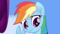 Size: 320x180 | Tagged: safe, screencap, rainbow dash, pegasus, pony, g4, my little pony: the movie, animated, burp, cute, derp, faic, female, gif, rainbow dash is best facemaker, solo