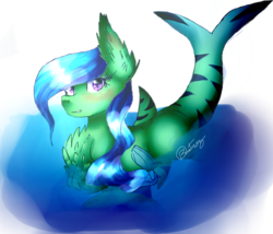 Size: 1604x1372 | Tagged: safe, artist:6-fingers-lover, oc, oc only, oc:riptide, original species, shark pony, female, solo, water