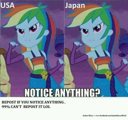 Size: 530x499 | Tagged: source needed, safe, edit, edited screencap, screencap, rainbow dash, human, equestria girls, g4, my little pony equestria girls, breast edit, breasts, fall formal outfits, female, japan, meme, needs more jpeg, op is a duck, text