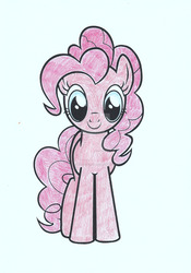 Size: 1024x1463 | Tagged: safe, artist:inkdragon86, pinkie pie, earth pony, pony, g4, female, happy, looking at you, mare, smiling, solo, standing, traditional art, watermark