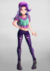 Size: 1480x2092 | Tagged: safe, artist:the-park, starlight glimmer, equestria girls, equestria girls specials, g4, belly button, female, human coloration, midriff, simple background, solo, standing