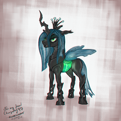 Size: 1248x1248 | Tagged: safe, artist:bigrigs, queen chrysalis, changeling, changeling queen, g4, crown, female, jewelry, regalia