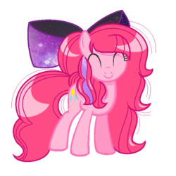 Size: 680x680 | Tagged: safe, artist:creativeheart9, pinkie pie, earth pony, pony, g4, alternate hairstyle, bow, female, hair bow, simple background, smiling, solo, transparent background