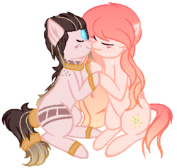 Size: 362x344 | Tagged: safe, artist:venomns, oc, oc only, oc:amber, oc:iris, earth pony, pegasus, pony, base used, female, lesbian, mare, simple background, transparent background