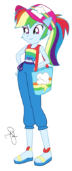 Size: 868x2048 | Tagged: safe, artist:ilaria122, artist:selenaede, edit, edited screencap, screencap, rainbow dash, equestria girls, equestria girls specials, g4, my little pony equestria girls: better together, my little pony equestria girls: spring breakdown, baseball cap, cap, clothes, feet, female, hand on hip, hat, not a vector, pants, sandals, shoulder bag, simple background, solo, transparent background