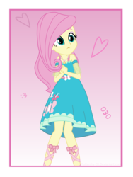 Size: 6000x8000 | Tagged: safe, artist:efk-san, fluttershy, equestria girls, equestria girls series, g4, :<, absurd resolution, clothes, cute, dress, female, heart, looking at something, off shoulder, show accurate, shyabetes, solo
