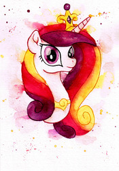 Size: 2401x3437 | Tagged: safe, artist:mashiromiku, princess cadance, pony, g4, bust, female, high res, portrait, solo, traditional art, watercolor painting