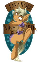 Size: 1402x2250 | Tagged: safe, artist:beardie, oc, oc only, oc:javarod, bat pony, pony, badge, commission, male, night guard, nox pony, reservist, solo, stallion