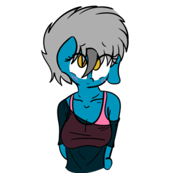 Size: 8000x8104 | Tagged: safe, alternate version, artist:binary6, color edit, oc, oc only, oc:alloy cog, anthro, absurd resolution, blushing, bra, breasts, clothes, colored, cute, female, floppy ears, looking at you, looking down, see-through, shy, simple background, solo, transparent background, underwear
