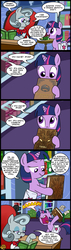 Size: 628x2212 | Tagged: safe, artist:madmax, edit, twilight sparkle, pony, unicorn, g4, biting, book, comic, cyrillic, evil dead, female, filly, filly twilight sparkle, librarian, library, mare, necronomicon, russian, saddle bag, the neverending story, translation, younger