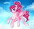 Size: 2365x2000 | Tagged: safe, artist:mailner, pinkie pie, pegasus, pony, g4, cloud, colored hooves, cute, female, flying, g5 concept leak style, g5 concept leaks, heart, high res, looking at you, mare, pegasus pinkie pie, pinkie pie (g5 concept leak), ponytail, race swap, redesign, sky, smiling, solo, tongue out