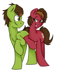 Size: 1703x1985 | Tagged: safe, artist:modularpon, oc, oc only, oc:bartlett pear, oc:jeremiah pear, earth pony, pony, commission, male, simple background, solo, stallion, transparent background, twins