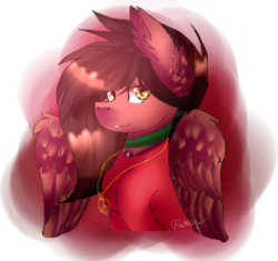 Size: 1490x1400 | Tagged: safe, artist:6-fingers-lover, oc, oc only, pegasus, pony, bust, female, jewelry, mare, necklace, portrait, solo