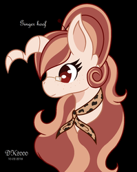 Size: 1116x1404 | Tagged: safe, artist:katja060902, oc, oc only, oc:ginger hoof, pony, unicorn, augmented horn, black background, bust, female, horn, mare, portrait, simple background, solo