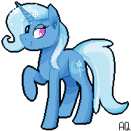 Size: 187x187 | Tagged: safe, artist:azure-quill, trixie, pony, unicorn, g4, female, lidded eyes, pixel art, simple background, smiling, solo, transparent background