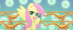 Size: 1920x804 | Tagged: safe, screencap, fluttershy, bird, pegasus, pony, songbird, g4, my little pony: the movie, female, flying, mare, solo