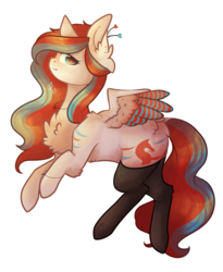 Size: 1429x1741 | Tagged: safe, artist:twinkepaint, oc, oc only, oc:mei redfox, pegasus, pony, clothes, colored wings, female, mare, multicolored wings, simple background, socks, solo, transparent background