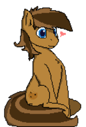 Size: 600x895 | Tagged: safe, oc, oc only, oc:cookie crumble, earth pony, pony, heart, male, pixel art, simple background, sitting, solo, transparent background