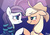 Size: 600x416 | Tagged: safe, artist:rikuta, applejack, coloratura, earth pony, pony, g4, my little pony: friendship is magic, the mane attraction, crying, duo, female, floppy ears, lesbian, looking at each other, rara, ship:rarajack, shipping, tears of joy, the magic inside