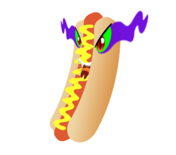 Size: 3359x2960 | Tagged: safe, artist:shadowthewerewolf, king sombra, g4, deliciously evil, food, high res, hot dog, meat, not salmon, sausage, simple background, sombra eyes, transparent background, wat