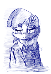Size: 607x882 | Tagged: safe, artist:shoeunit, cheerilee, earth pony, pony, g4, bust, clothes, female, flower, flower in hair, mare, portrait, school uniform, sketch, solo, traditional art