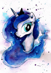 Size: 1600x2283 | Tagged: safe, artist:mashiromiku, princess luna, g4, bust, portrait, traditional art, watercolor painting