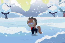 Size: 6000x4000 | Tagged: safe, artist:steampunk-brony, oc, oc only, oc:steramy, pony, absurd resolution, clothes, male, mountain, snow, solo, stallion, tree, winter