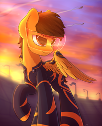 Size: 3250x4000 | Tagged: safe, artist:avastin4, oc, oc only, oc:sky scroll, pegasus, pony, alternate clothes, gift art, racing, request, solo