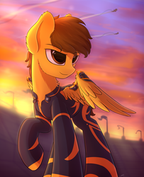 Size: 3250x4000 | Tagged: safe, artist:avastin4, oc, oc only, oc:sky scroll, pegasus, pony, alternate clothes, gift art, racing, request art, solo