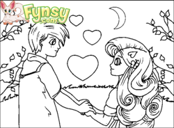 Size: 629x462 | Tagged: safe, big macintosh, fluttershy, equestria girls, g4, coloring page, date, female, flash game, fynsy, heart, male, moon, outdoors, ship:fluttermac, shipping, straight, tree