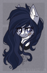 Size: 400x625 | Tagged: safe, artist:tay-niko-yanuciq, oc, oc only, pony, bandage, bust, commission, ear fluff, ear piercing, earring, female, jewelry, looking at you, mare, piercing, portrait, solo