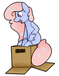 Size: 1159x1485 | Tagged: safe, artist:azure-quill, oc, oc only, earth pony, pony, box, pony in a box, simple background, transparent background