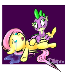 Size: 2405x2622 | Tagged: safe, artist:lildooks, fluttershy, spike, g4, crying, female, high res