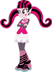 Size: 381x528 | Tagged: safe, artist:selenaede, artist:user15432, vampire, equestria girls, g4, barely eqg related, base used, boots, clothes, crossed arms, crossover, cute, cute little fangs, dracula, draculaura, ear piercing, earring, equestria girls style, equestria girls-ified, fangs, jewelry, mattel, monster high, pantyhose, piercing, pigtails, pink skin, shirt, shoes, simple background, skirt, solo, vegan, vegetarian, white background