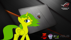 Size: 1920x1080 | Tagged: dead source, safe, artist:afiqlanz, alicorn, pony, asus, nvidia, republic of gamers, solo