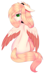 Size: 1782x2962 | Tagged: safe, artist:ohhoneybee, oc, oc only, oc:akarui sakura, pegasus, pony, colored wings, female, mare, multicolored wings, simple background, sitting, solo, transparent background