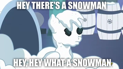Size: 1920x1080 | Tagged: safe, edit, screencap, rainbow dash, pony, g4, tanks for the memories, female, genesis, image macro, lyrics, meme, snow, snowbound (song), snowman, solo, song reference, text, youtube link